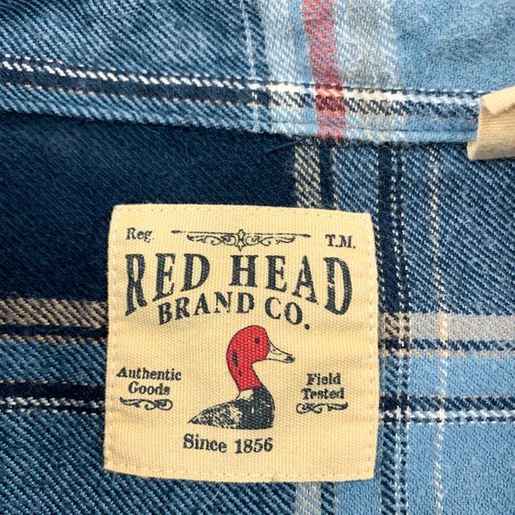 RedHead Flannel Shirt Mens Medium Blue Red Plaid Outdoor Hike Camp Fish Hunt - Picture 7 of 12